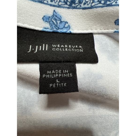 J.Jill Wearever size L dress white/blue sleeveless pockets office summer cruise - Picture 5 of 8